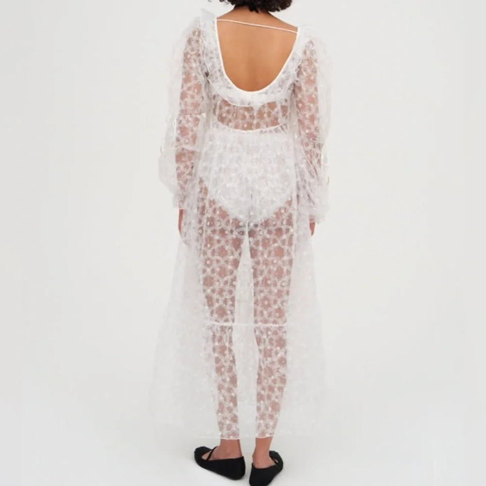 For Love And Lemons Kalea Tulle Maxi Dress white sheer tulle dress - size small - Picture 5 of 17